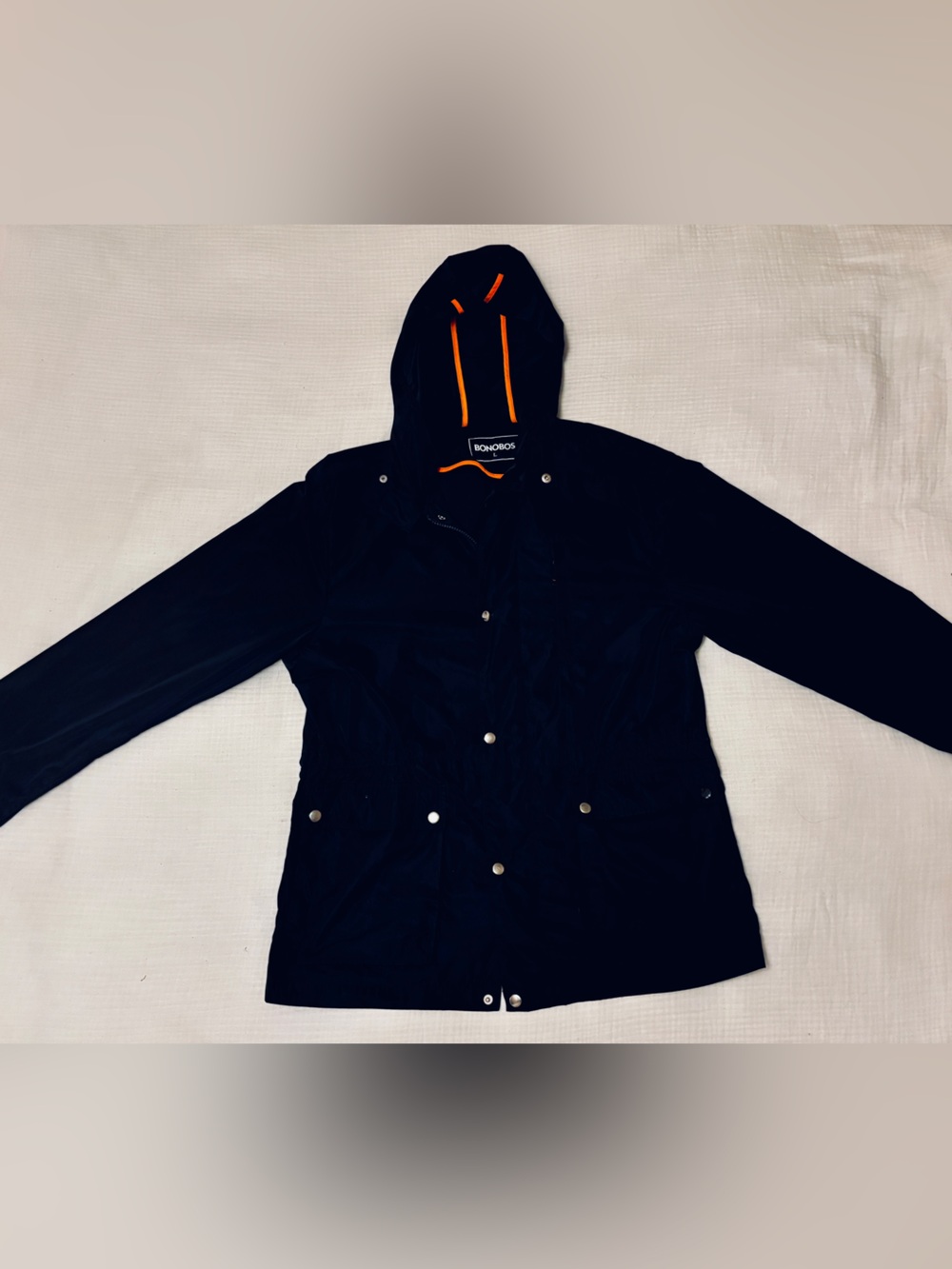 Bonobos Men’s Lightweight Full-Zip Windbreaker - Black/Orange - Large